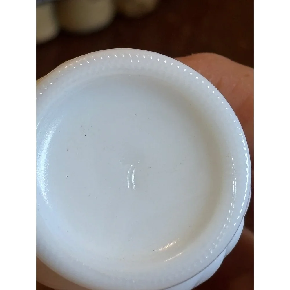 Vintage Milk Glass Shaker White Rope Twist Design Yellow Cap 3.5 Inch